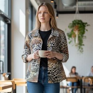 Erin London Fun Animal Print Colorful Blazer